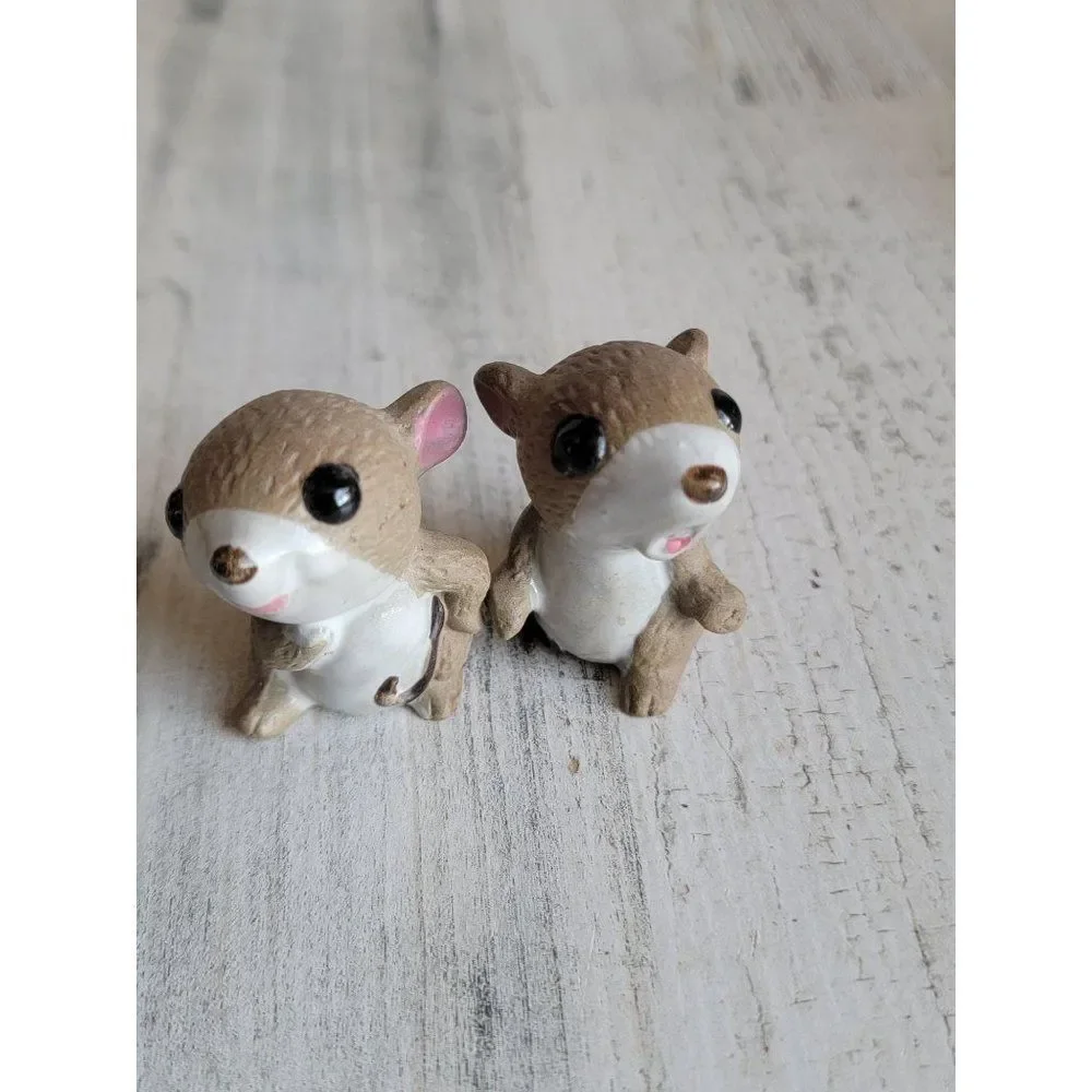 Mini ceramic Mouse set cute brown chipmunk‎ pet Xmas